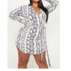PLT White Snake Print Wrap Dress NWT